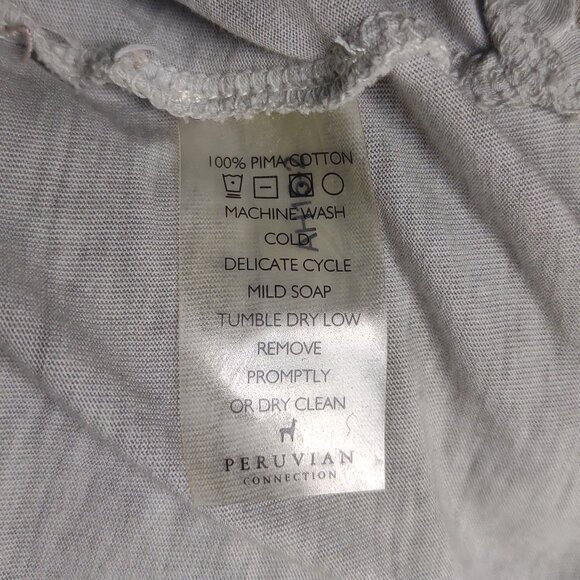 Peruvian Connection gray black orange damask striped short sleeve shirt Medium - Picture 7 of 7